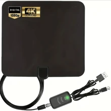 1入組室內數字增強式高清電視天線 4k 1080p VHF UHF 電視本地頻道可拆卸訊號放大器及13英尺長同軸電纜