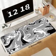 Fluid Pattern Gaming Mouse Pad For Desk,Desk Mat With Non-Slip Base,Large Mouse Pad Gaming Mousepad, Mouse Mat Desk Pad With Seamed Edges Mousepad For Gaming,Home,Black-Gray