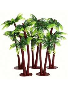 Set de 5 árboles de palma de coco en miniatura de simulación, accesorios decorativos de modelo de árbol de palmera de coco para paisaje de playa - Multicolor - Ver 6