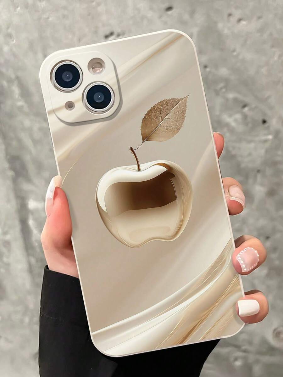 Minimalist Apple Element Fashion Phone Case Precision Perforated Straight Edge Anti-Drop Phone Case Fits Multiple Phone Models Waterproof Shockproof Scratch Resistant Spring Birthday Gift,International Version, Not The Domestic Version