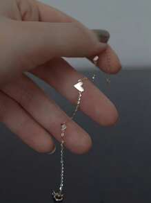 1pc S925 Sterling Silver Heart Shape Bracelet, Minimalist 3Heart Design Daily Ins Style Jewelry Gift For Women