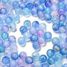 About 50pcs Frosted Gradient Acrylic Beads With Gold Foil, 8x7.5mm, DIY Jewelry Making, Suitable For Earrings, Bracelets, Necklaces