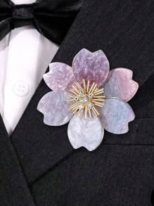 Broche de flor de acrilico con rhinestones elegante para hombres, accesorio de alfiler para traje, regalo para fiestas y recepciones