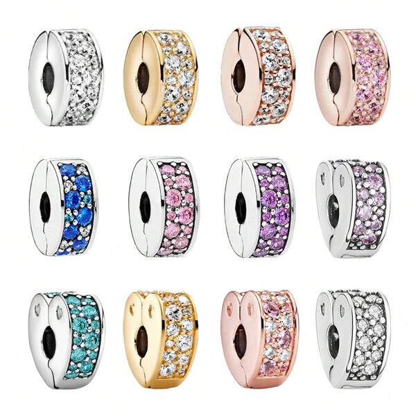 1 Stück Herz- und rund geformter Kupfer-Charm-Clip-Stopperperle, Positionier-Schnalle Charm Anhänger Kugel, geeignet für Armbänder, DIY Frauen-Schmuck