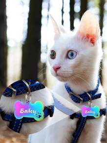 Cutstomiszed Stainless Steel Durable Pet Tags - Engraved Personalized Dog Tags, Cat Tags ,Bone Shaped Pet Tags, Available In Multiple Colors,Including Color, Silver, Gold , Rose Gold, Blue, Black,DIY Pet Tags With Phone Numbers And Names,Pet Collar Tags, For Small Large Dogs Cats