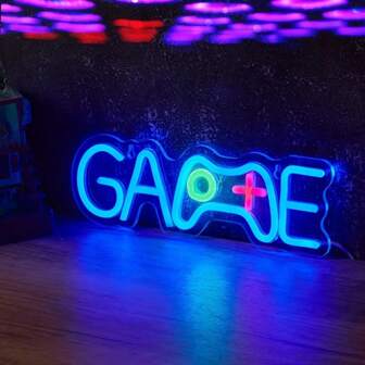 Neon Sign Gamer Logo, Neon Light Gaming Controller Logo, For Gamer Room Decor - Neon Sign Game Logo, For Teenager Room Decor, LED Game Neon Light Sign Wall Decor