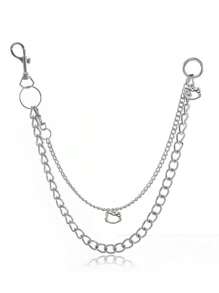 Sanrio 1 Piece Hello Kitty Punk Street Metal Layered Chain Keychain Women Men Waist Keychain Pants Jeans Hip Hop Pants Belt Chain Jewelry Accessories Suitable For Teen Summer Casual Outdoor Athletic Or Vacation Travel Or Graduation Gifts Or Birthday Dress Accessories Or Daily Wear