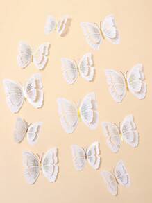 12 pièces Décorations de papillons pliables 3D et pailletés, pour restaurant, salon, chambre à coucher stickers personnalisés