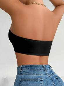 2pcs Front Clasp Black Strapless Padded Bra With Non-Slip Design, Comfortable Seamless Wireless Bra - Multicolor - View 2