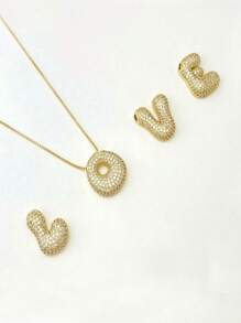 1pc A-Z Cute & Chic Cubic Zirconia Studded Letter Colar