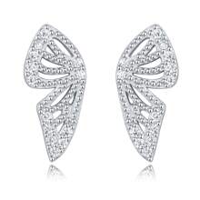 1 对正品 S925 纯银耳环蝴蝶翅膀锆石耳环精美珠宝女士日常佩戴生日礼物 - 銀色 - 查看 8