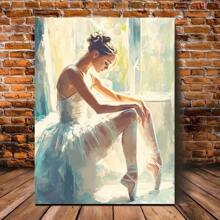 Pintura de bailarina en lienzo con marco de madera - Grosor 2.25cm/0.9 pulgadas - Decoración de pared adecuada para diversos ocasiones como Halloween, despedida de soltero, fiesta en la playa, aniversario - Regalo perfecto para decorar la sala, el dormitorio, la cocina, la entrada, el baño u otras áreas del hogar.