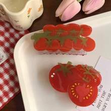 1pc2025 New Personalized Fashion Leisure Creative Food Pastoral Style Fresh Fruit Series Creative Acetic Acid Stitching Grab Sugar Cane Fruit Acetic Acid Grab Exquisite Virgin Fruit Small Tomato Creative Niche Wheat Spike Grain Spike Hair Grab Suitable For Daily Use Home School Seaside Vacation Work Commuting Party Festival Birthday Gift Back-To-School Season Versatile Going Out