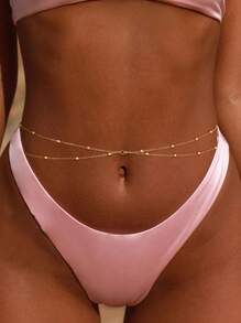 1 件可调节串珠分层腰链身体首饰，适合女性日常佩戴