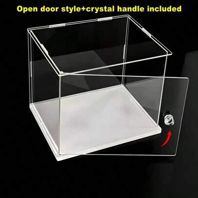 1pc Elegant Transparent Acrylic Display Cabinet With Hinged Door - A Versatile Dust-Proof Storage Solution For Collectibles, Shoes, Bags And Cosmetics | Ideal For Home And Office Decor