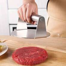 不锈钢汉堡压模，不粘汉堡肉饼制作器适合烧烤和烤架，适合压制牛肉饼、面团、奶酪和蔬菜汉堡，隔热耐高温