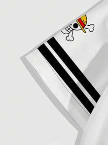 One Piece Straw Hat Men's Baseball Shirt, Breathable Quick-Dry Comfortable With Straw Hat And Pirate Flag Design
