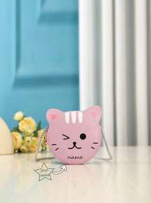 Customized Sweet Mini Crossbody Bag With Personalized Name Or Holiday Message, Cute Cartoon Kitten Casual Crossbody Bag For Kids, Small Coin Purse For Girls, Messenger Bag Handbag Wallet, Suitable For Travel Daily Use - A - View 6