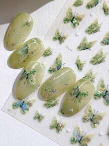 1pc Colorful Flower Nail Art Stickers, Monet Garden Series 3D Embossed Adhesive Cartoon Nail Decals - Multicolor - View 15