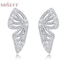 1 对正品 S925 纯银耳环蝴蝶翅膀锆石耳环精美珠宝女士日常佩戴生日礼物 - 銀色 - 查看 1