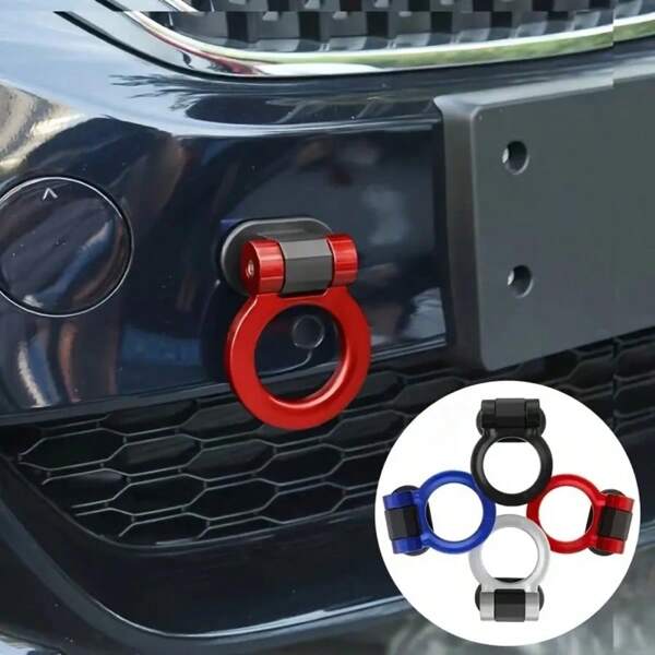 1pc Car Round Tow Hook, Quick Installation Front Bumper Tow Sticker, Blue/Red/Silver/Black Decorative Car Accessories