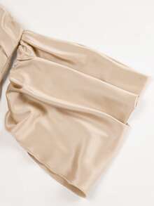 BIUBIU 大码女式露肩裹身式开衩连衣裙，波西米亚风格服装，浪漫婚礼季节日时尚服装 - 杏色 - 查看 11