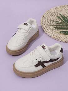 1 Pair Kids' Casual Soft Bottom Sports Shoes, Boys/Girls Versatile Little White Sneakers, Spring/Autumn - Brown - View 1