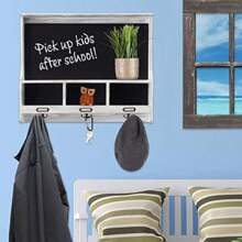 Excello Global Products Grey Wooden Wall Mounted Hanging Coatrack Shelf With  20"X24" - GPP-0027 - 如圖 - 查看 2