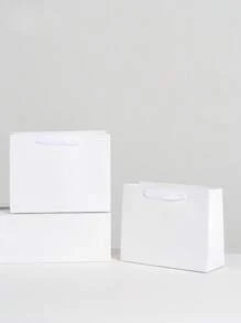 10,6 * 3,14 * 8,07 pulgadas (27 * 8 * 20,5 cm), Paquete de 2 piezas, Bolsa de regalo de papel con asa horizontal blanca, Empaque premium