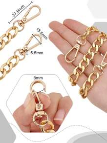 1pc 12 Inch Silver Short Purse Extender Chain Flat Chain Strap Metal Bag Strap Replacement For DIY Metal Shoulder Hand Bag Wrist Bag Extended Crossbody Bags Decorations Purses Beach Vacation - Black - View 6