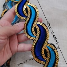 1 pièce Ruban à paillettes rouge/vert/jaune - Appliqué à repasser, convient pour tapis, vêtements, rideaux, chapeaux et autres ornementations de vêtements, bordures pailletées brodées, 1 yard (35,4 po x 1,97 po)