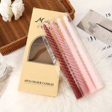 4pcs Ombre Color Spiral Taper Candles, Home Decor, Romantic Wedding Decoration, Suitable For Wedding, Candlelight Dinner, Restaurant, Bedroom, Bathroom, Office, Mother's Day, Birthday Gift Gifts Graduation