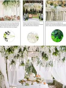 10pcs/Pack Artificial Wisteria Flower Strips Wedding Home Decoration Balcony Hanging Plastic Ceiling Flower Vine Flower String Gifts Birthday Graduation