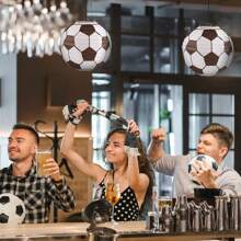 5pcs Soccer Paper Lanterns Sports Soccer , 2024Decorations,Themed Birthday Party Decorations Supplies Party Favors,Christmas