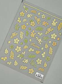 Yellow Textured Flower Print Embossed Nail Stickers, Nail Decorations, Scrapbooking Stickers, Nail Art