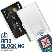 定制姓名防盗防射频识别屏蔽身份证银行信用卡夹钱包男士超薄铝盒金属迷你简约卡包个性化礼物父亲节丈夫男士钱包迷你钱包钱包卡包 - 彩色 - 查看 5