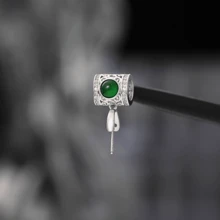 1pc Platinum Exquisite Diamond Inlaid Green Egg Universal Buckle Pendant Necklace Pendant Melon Seed Buckle DIY - Multicolor - View 6