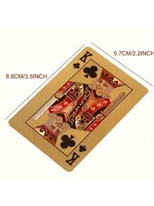 1 Set Classic Handmade Gold Foil Playing Cards, Made Of High-Standard Polymer, Waterproof, Suitable For Adults, Family Gathering, Entertainment And Holiday Gifts, Packaged As A Set - Multicolor - View 5