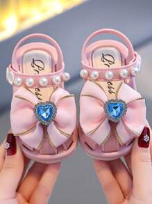 Toddler Girls' Close-Toe Sandals, 0-4 Years Old, Anti-Kick & Anti-Collision, Baby Prewalker Shoes, Kindergarten Princess Shoes, Spring & Summer New Soft Bottom Anti-Slip Fashion Baby Girls Sandals - Dusty Pink - View 2