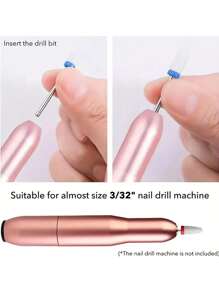 1个陶瓷美甲钻头 - 3/32英寸专业电动美甲钻头，带支架，适用于修甲、修脚、角质层打磨、亚克力凝胶指甲抛光 - 彩色 - 查看 5