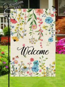 1pc Customizable Linen Double-Sided Garden Flag Wall Decor For Family, Friends, Couples With Name Or Date; Suitable For Home, Outdoor, Courtyard And Garden Decoration (Flagpole Not Included)