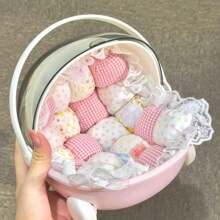 1pc Doll Display Storage Box Container, 10cm/16cm/17cm/20cm-23cm, Makeup Organizer, Decorative Cartoon Rocking Crib With Lid, Dust-Proof