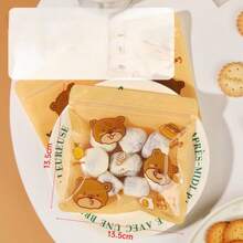 Snowflake Cookies Packing Bags With Zipper, Cartoon Candy 2025 Crackers Transparent Self-Sealing Bags, Baking Packaging - Mocha Brown - View 2