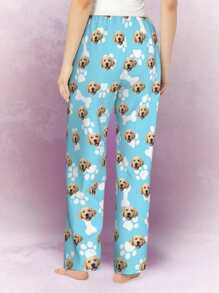 Customized Funny Pajama Pants For Women – Soft, Comfortable, And Personalized, Featuring Your Favorite Photo Or Message, Perfect Gift For Christmas, Birthdays, Or Special Occasions - Blue - View 4