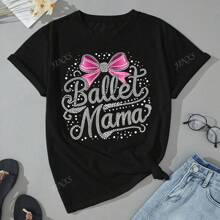 Zomer Casual Veelzijdig Effen Kleur Vlinder Mom Patroon Bedrukt Kort Mouw Normaal T-shirt