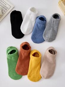 4 Pairs Children's Casual Plain Color Ankle Socks, Unisex Snug Fit Breathable Comfy Sweat-Absorbing Low Cut Ankle Socks-Suitable For Daily Use, Anti-Slip, Random Colors - Multicolor - View 8