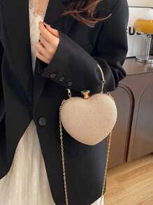 Bolso de embrague de noche para mujer con forma de corazón, con brillo, lentejuelas, de lujo y brillante, con bolsa de mano de fiesta de estilo Y2k decorada con cristales de estrás, con cadena para el hombro. El mejor regalo de San Valentín para novia, dama y mujer. Perfecto para compras, uso diario