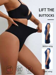 1pc Women High Waisted Shapewear Thong Panties, Activewear Body Shaper Slimming Briefs, Sexy Lifting Waist Shorts Gym Accessories Belly Slimming Girdles, Lumbar Girdles Belly Slimming Corset