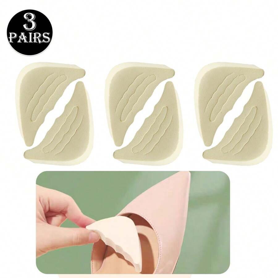 3 Pairs Beige High Heel Toe Inserts, Thickened Shoe Filler To Adjust Smaller Shoes, Toe Protectors To Prevent Pain, Slipping And Heel Falling