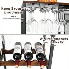 Versatile Liquor Stand For Home Bar, Wine Rack Freestanding Floor, Mini Bar Table For Liquor Whiskey Wine, 3-Tier Trapezoidal Liquor Bottle Display Shelf With Glass Holder And Fences(Patent Pending)